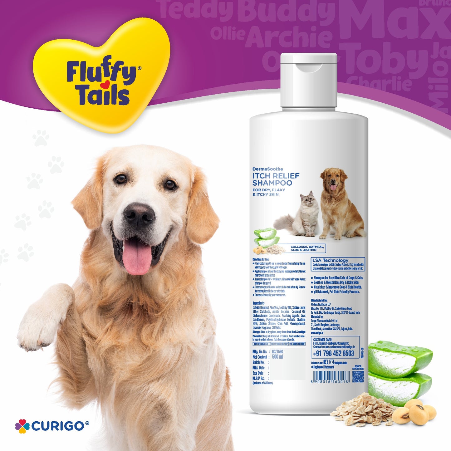 Fluffy Tails DermaSoothe Itch Relief Shampoo, 250 ML - With Colloidal & Oatmeal