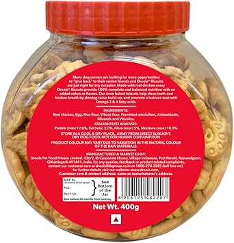 Drools All Life Stages Real Chicken Flavoured Dog Treat Biscuits, 400g Jar