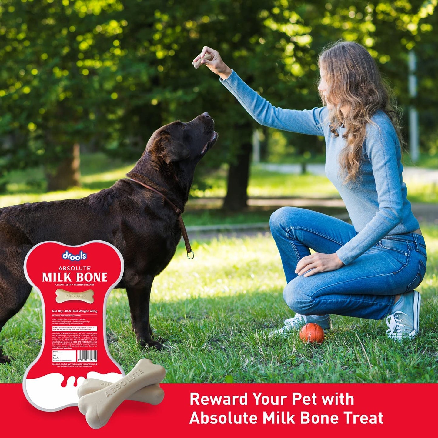 Drools Absolute Dog Bone Treats 300g, 20 Pieces Jar, Milk Flavour