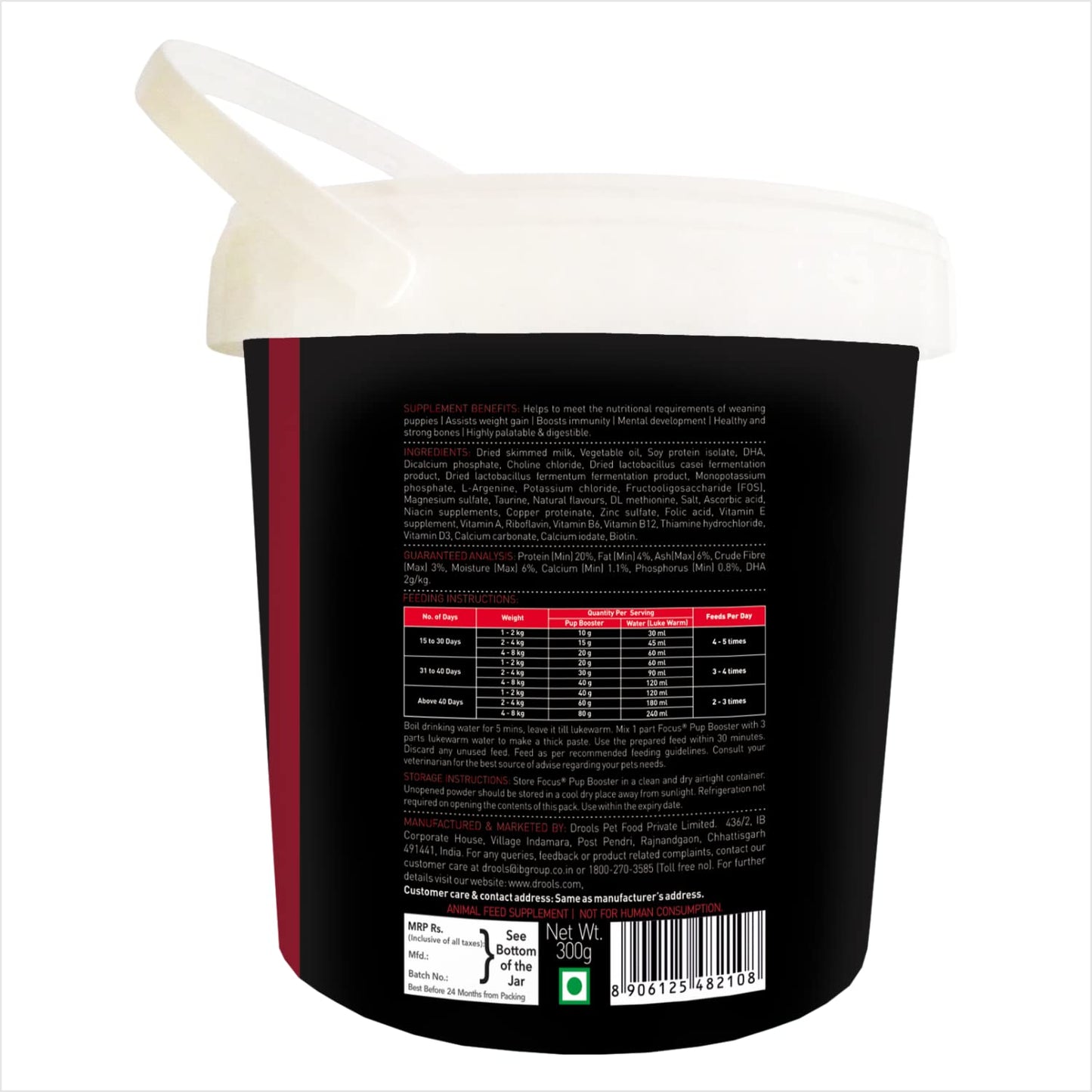 Drools Focus Pup Booster, Puppy Weaning Diet 300 Gms, Chicken Flavour, All Breed Formula