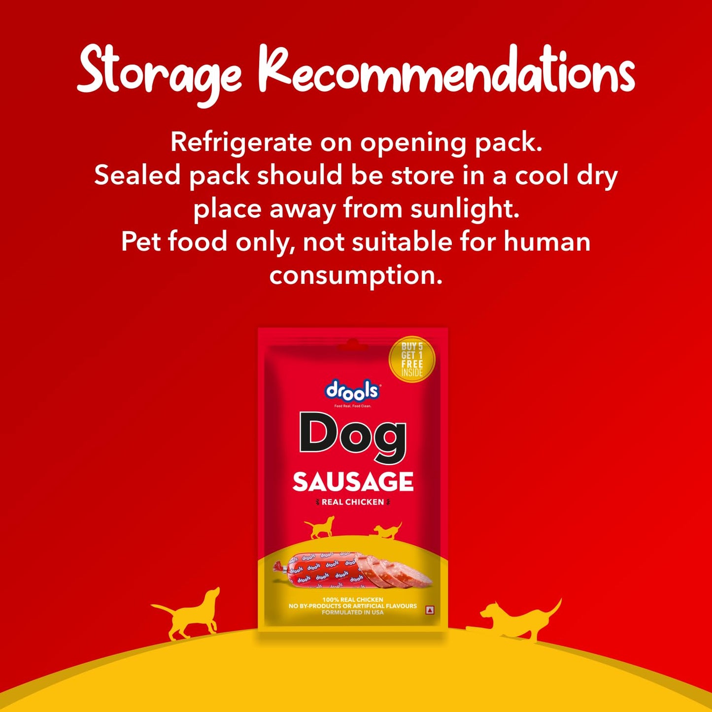 Drools Puppy & Adult Dog Chicken Flavour Sausage, 5+1 Free, 360Gms Pack