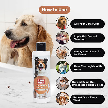 FluffyTails FluffyShield Tick Control Shampoo, IR 3535 Formula, 250 ML