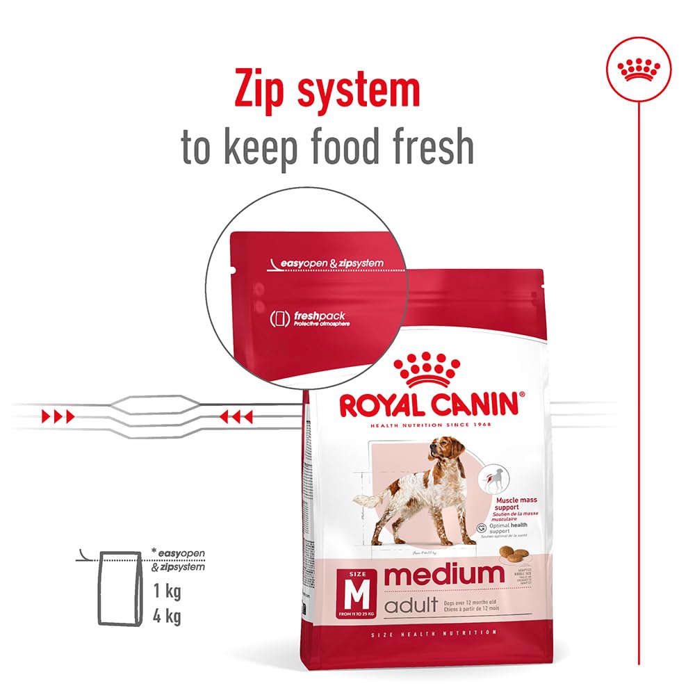Royal Canin, Medium Adult Dog Food, 15 KG, Dry Food, Provides Muscle Mass