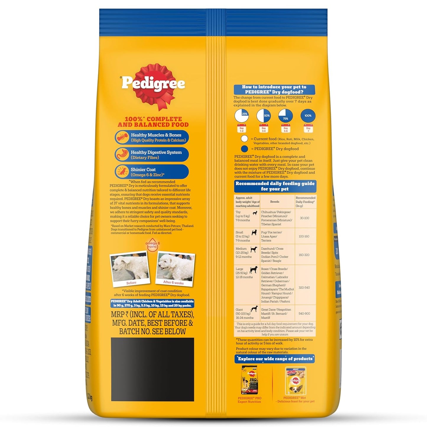 Pedigree Adult Dry Dog Food, Chicken & Veg, 2.8 KG, Contains 37 Essential Nutrients
