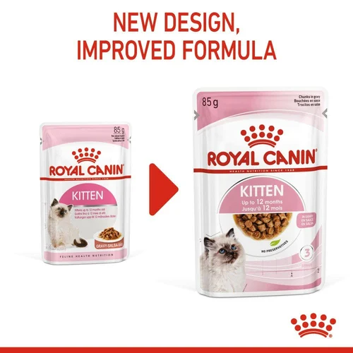 Royal Canin Instinctive Kitten, Chunks in Gravy Food, 85 Grams, Pack of 12 Sachet
