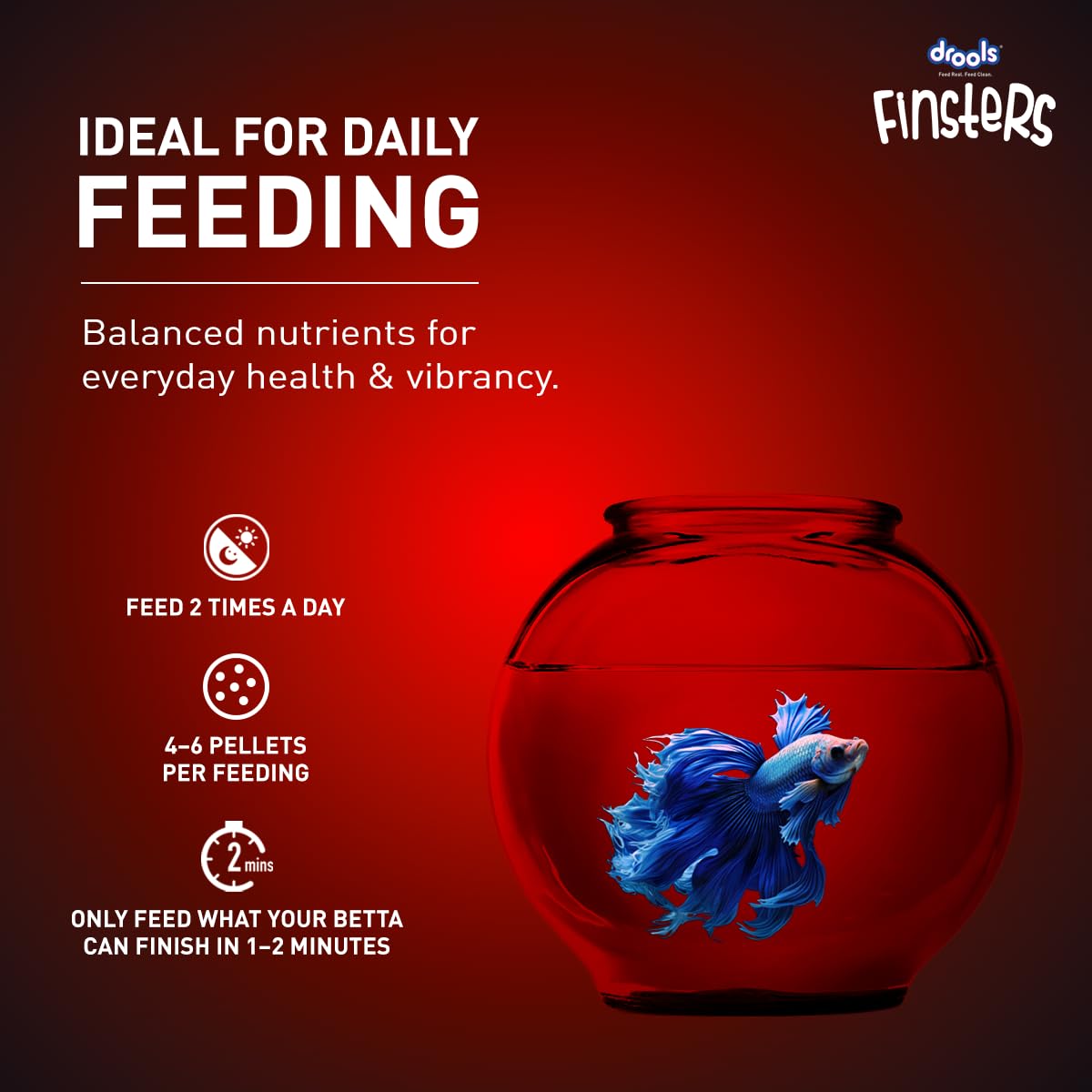 Drools Finsters Betta Fish Food 25 Gms Pouch (Pack of 4), 100 Gms Total
