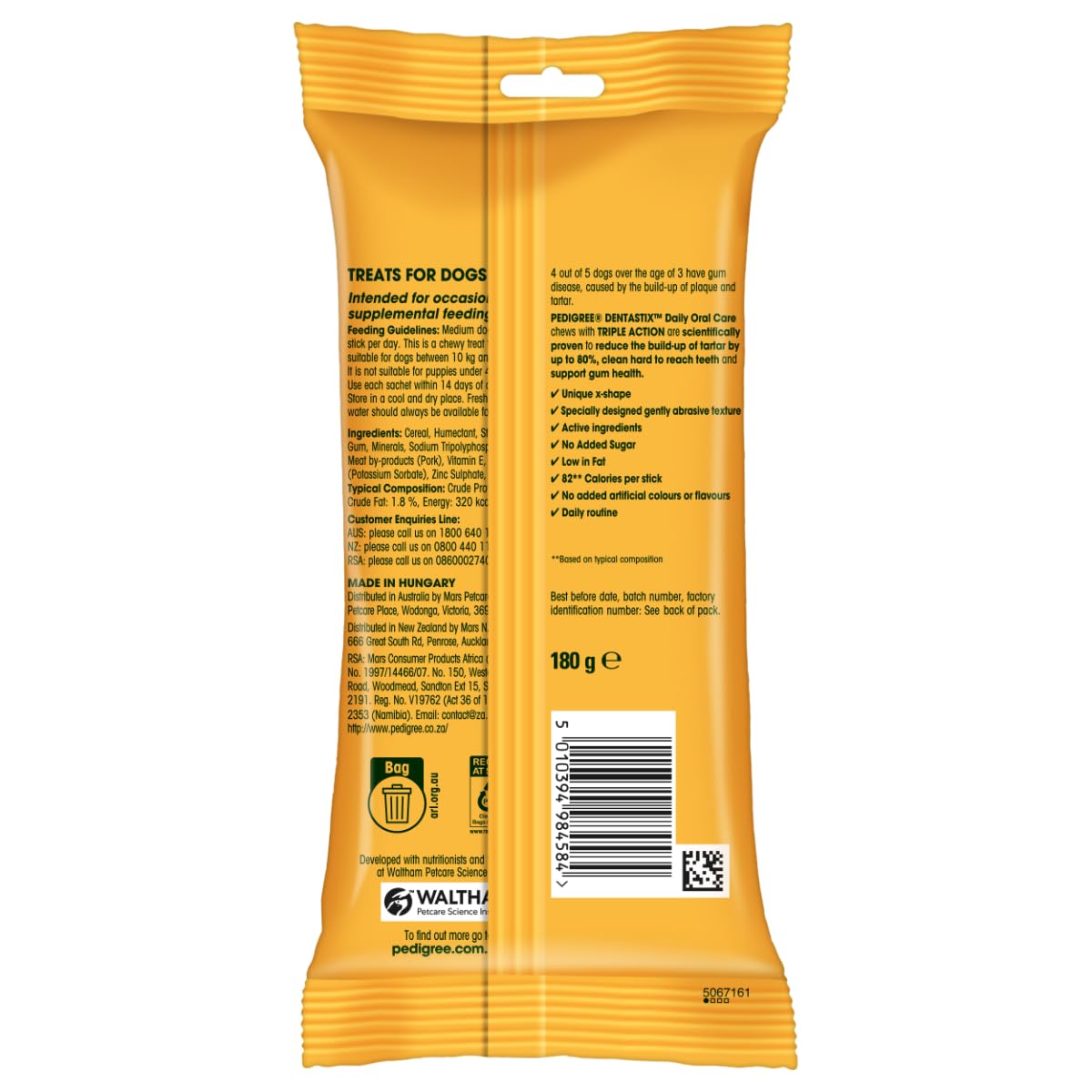 Dentastix Dog Treat Weekly Pack, Pack of 7 Sticks - 180 GMs