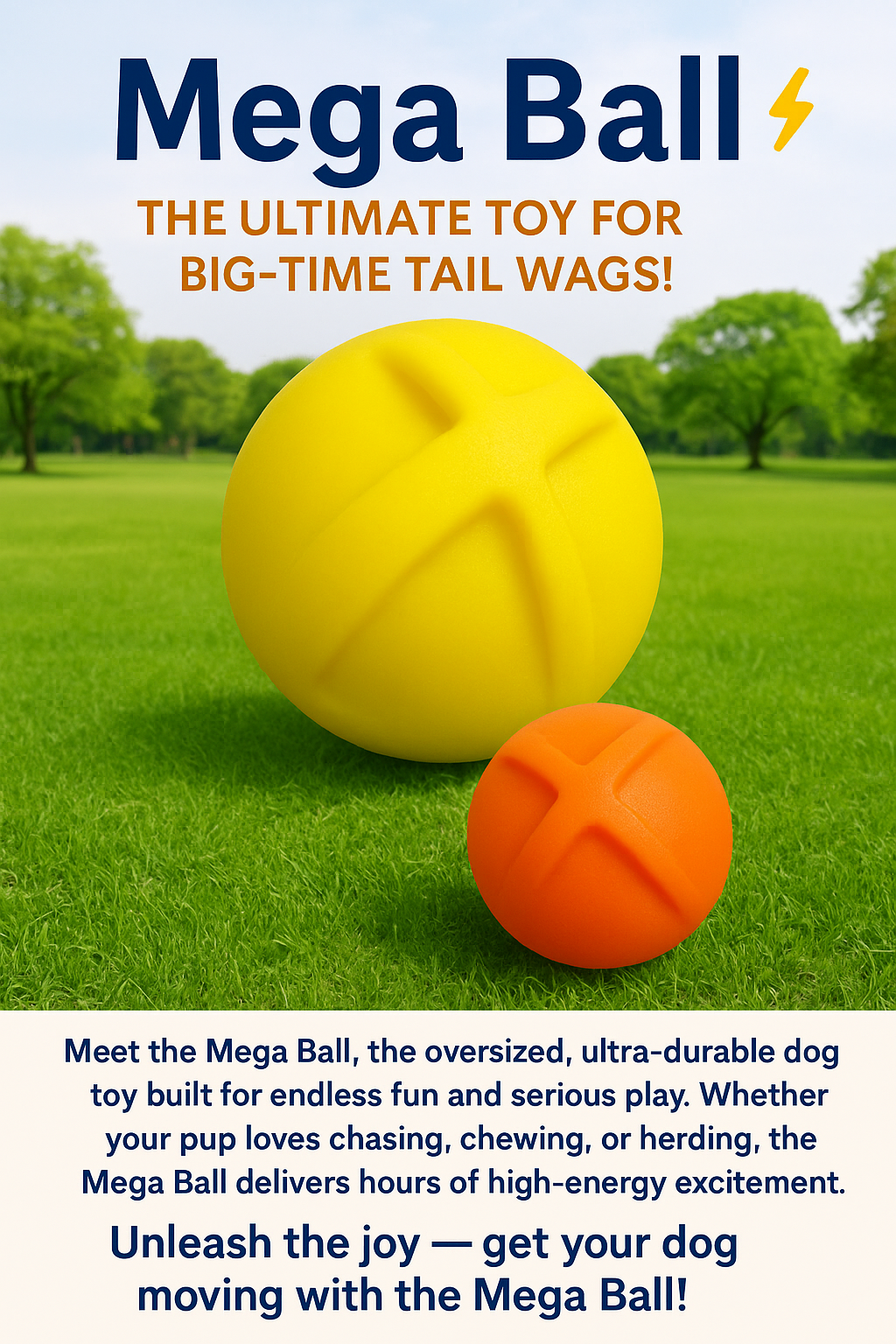 Mega Ball Dog Toy, Ultra-Durable Interactive Ball, Large Size