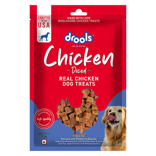 Drools Puppy & Adult Diced, Real Chicken Flavour Dog Treats, 70 Gms Pack