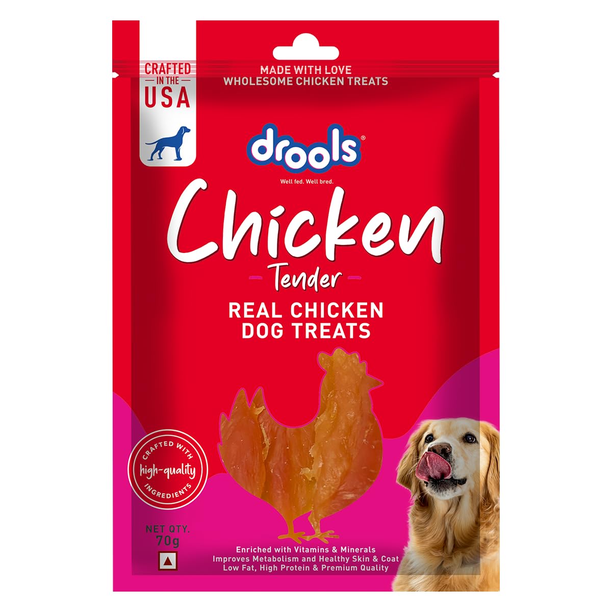 Drools Puppy & Adult Tender, Real Chicken Flavour Dog Treats, 70 Gms Pack
