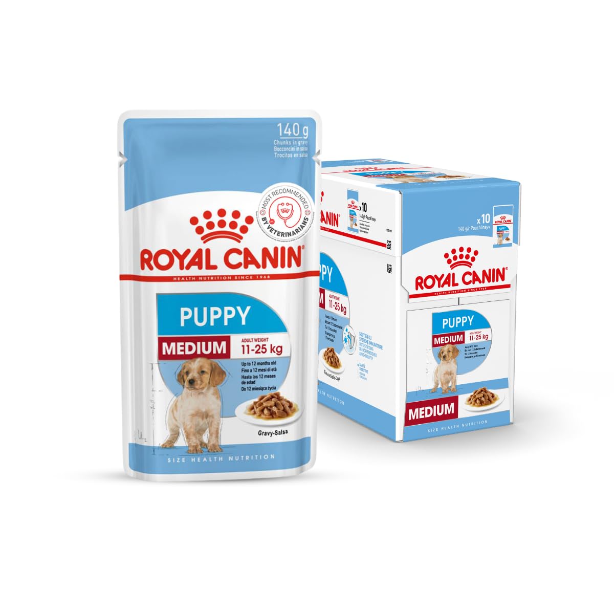 Royal Canin, Medium Puppy Dog Food, Gravy, Chicken Flavor, 140 Gm, (Pack of 10)