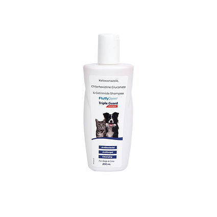 Fluffy Tails FluffyDerm Triple Guard Shampoo, Antibacterial , Antifungal & Cleansing, 200 ML