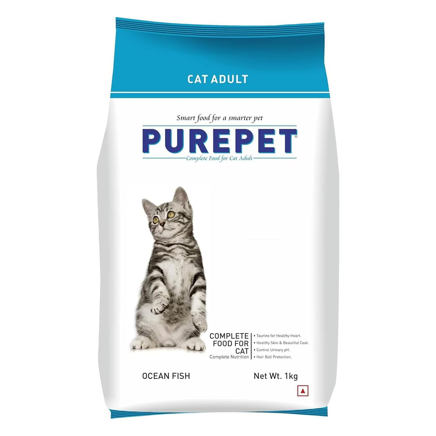 Purepet Adult Dry Cat Food, 1 KG Pack, Ocean Fish Flavour, Hair Ball Protection