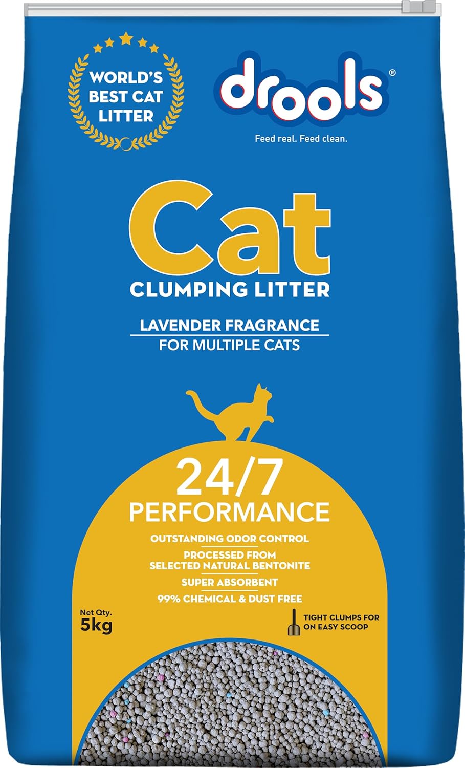 Drools Cat Litter, For multiple cat breeds, Natural Bentonite, 5kg Pack, Lavender Flavour