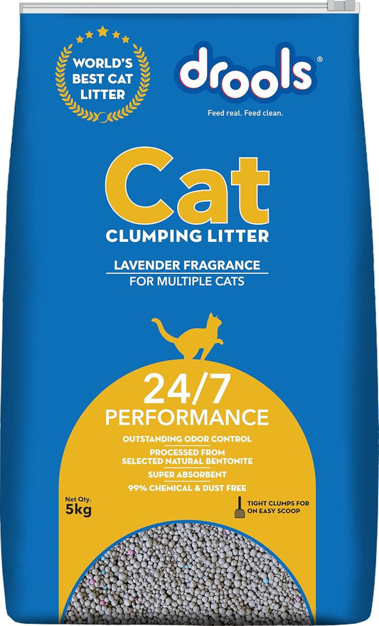 Drools Cat Litter, For multiple cat breeds, Natural Bentonite, 5kg Pack, Lavender Flavour