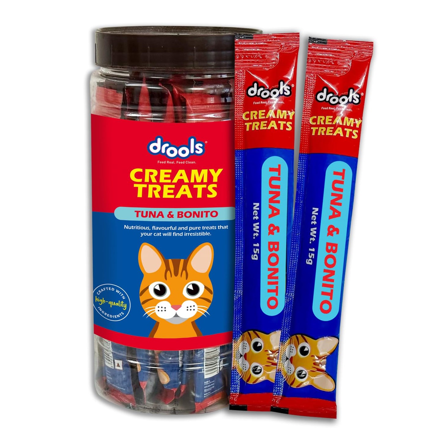 Drools All Life Stages Creamy Lickable Tuna & Bonito Flavour Cat Treats, 25 Pieces (375Gms)