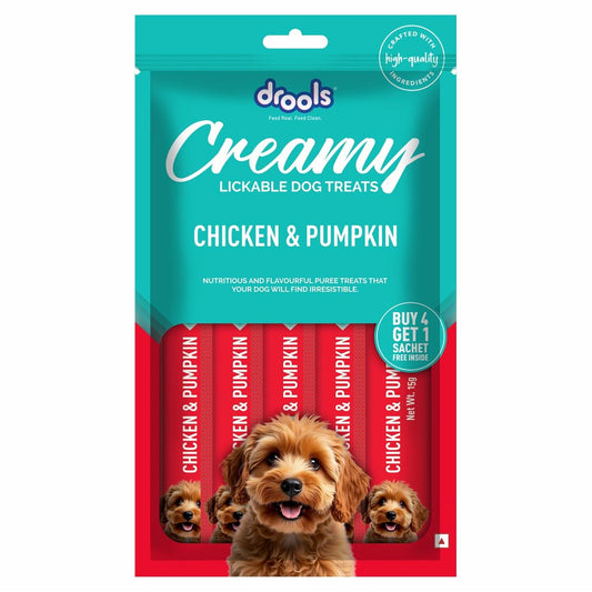 Drools All Stages Dog Treat Chicken & Pumpkin Flavor Creamy 5 Sticks, 75 Gms