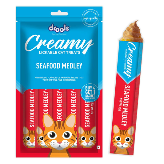 Drools All Life Stages Creamy Lickable Sea Food Medley Flavour Cat Treat, 75 Gms