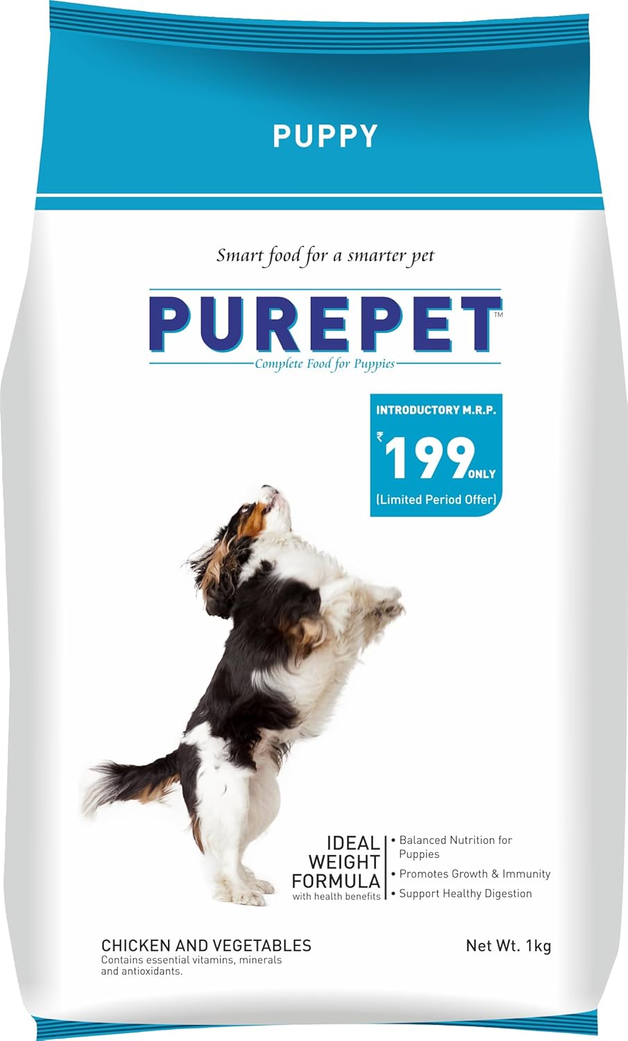 Purepet Puppy Chicken & Vegetable Flavour Dry Dog Food, 1 KG Pack