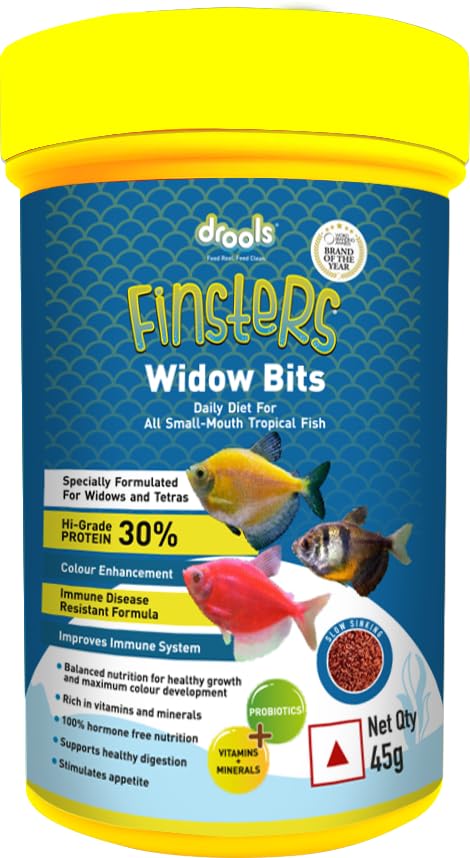 Drools Finsters Widow Bits Fish Food 45 Gms, Sea Food Flavour, Vivid Colours
