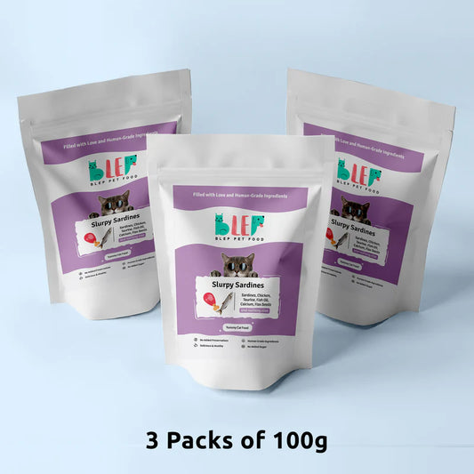 BLEP Slurpy Sardines Fresh Cat Food - 100 GMs - Pack of 3