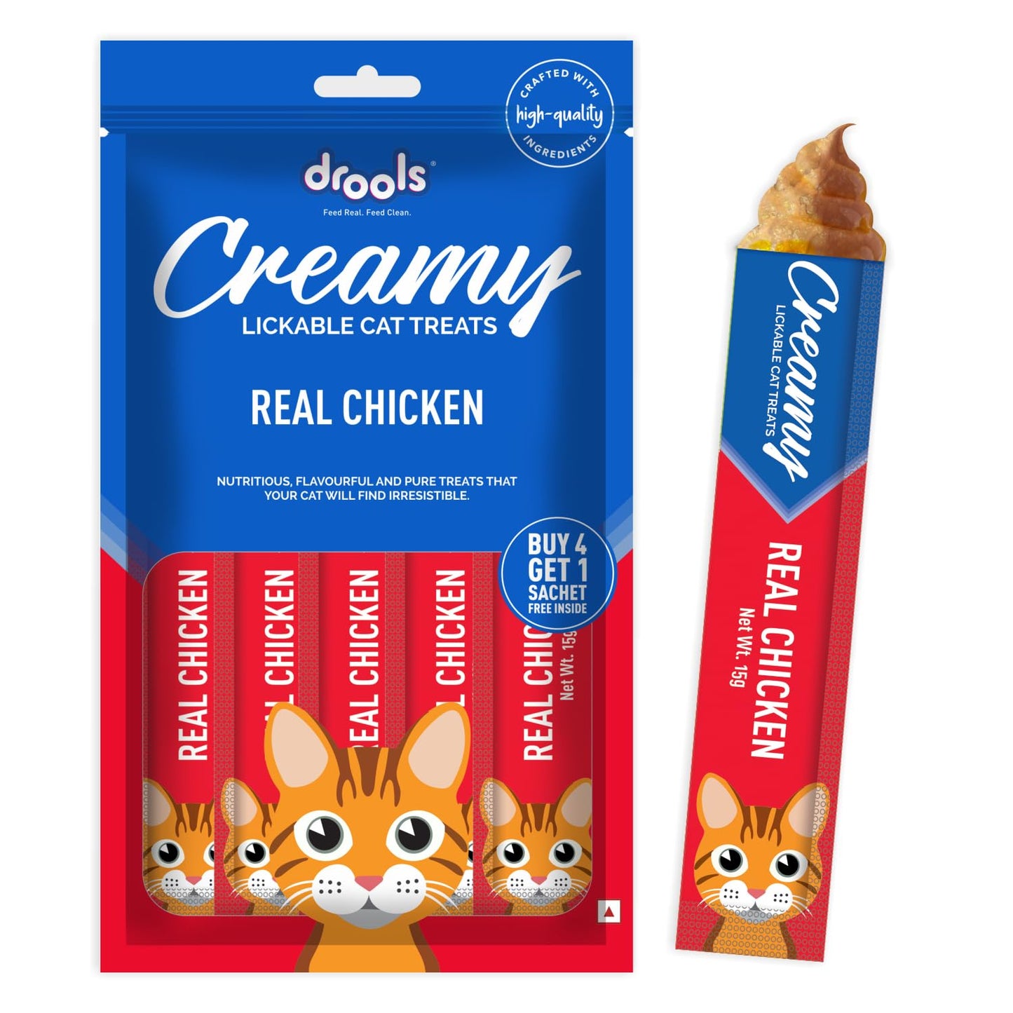 Drools Creamy Lickable Real Chicken, Cat Treat, 75 Gms