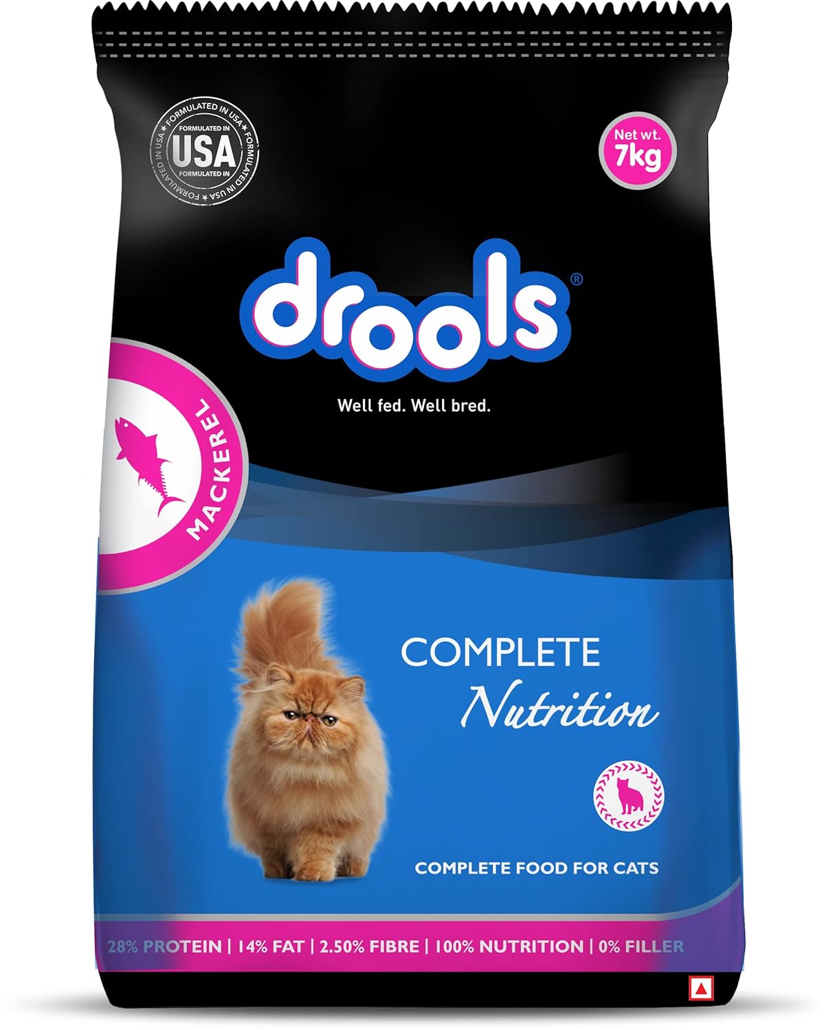 Drools Adult 7kg Dry Cat Food, Real Mackerel Flavour, Taurine Healthy Heart