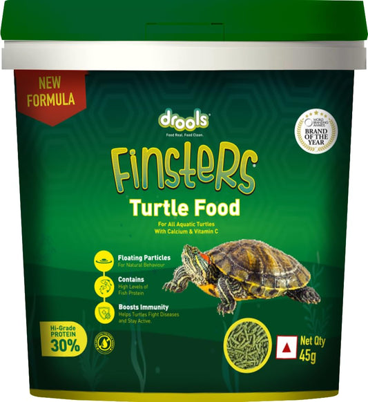 Drools Finsters Turtle Food, 90 Gms. (Pack of 2 x 45 Gms) , Seafood Flavour, High-Quality Protein, Easy Feeding