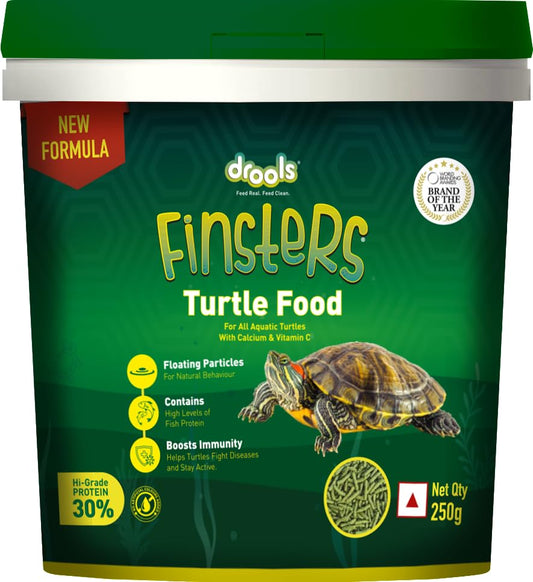 Drools Finsters Turtle Food, 250 GMs., Seafood Flavour, High-Quality Protein, Easy Feeding