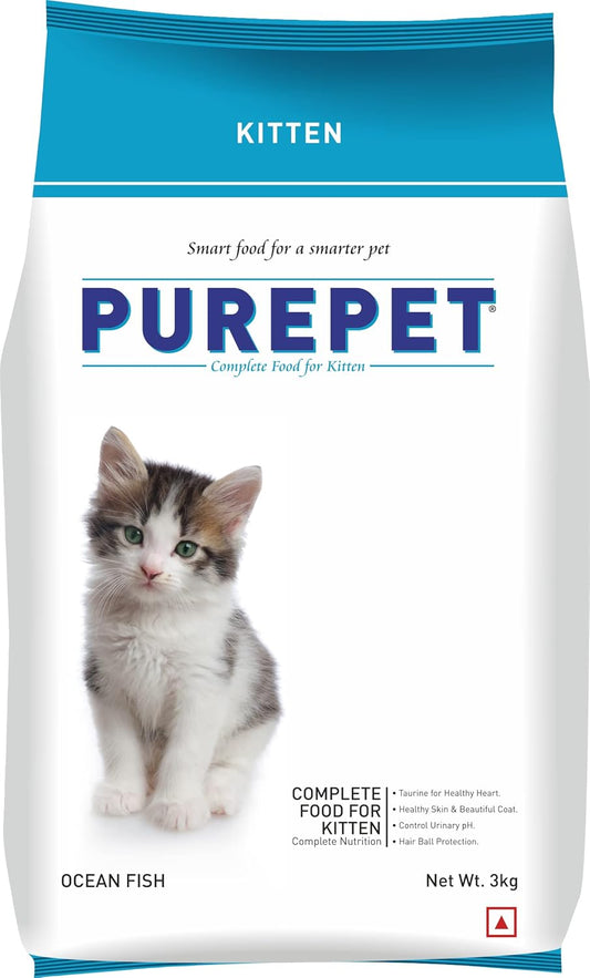 Purepet Kitten (1-12 Months) Ocean Fish Flavour Dry Cat Food, 3 KG Pack