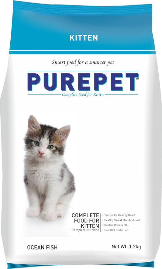Purepet Kitten (1-12 Months) Ocean Fish Flavour Dry Cat Food, 1.2 KG Pack