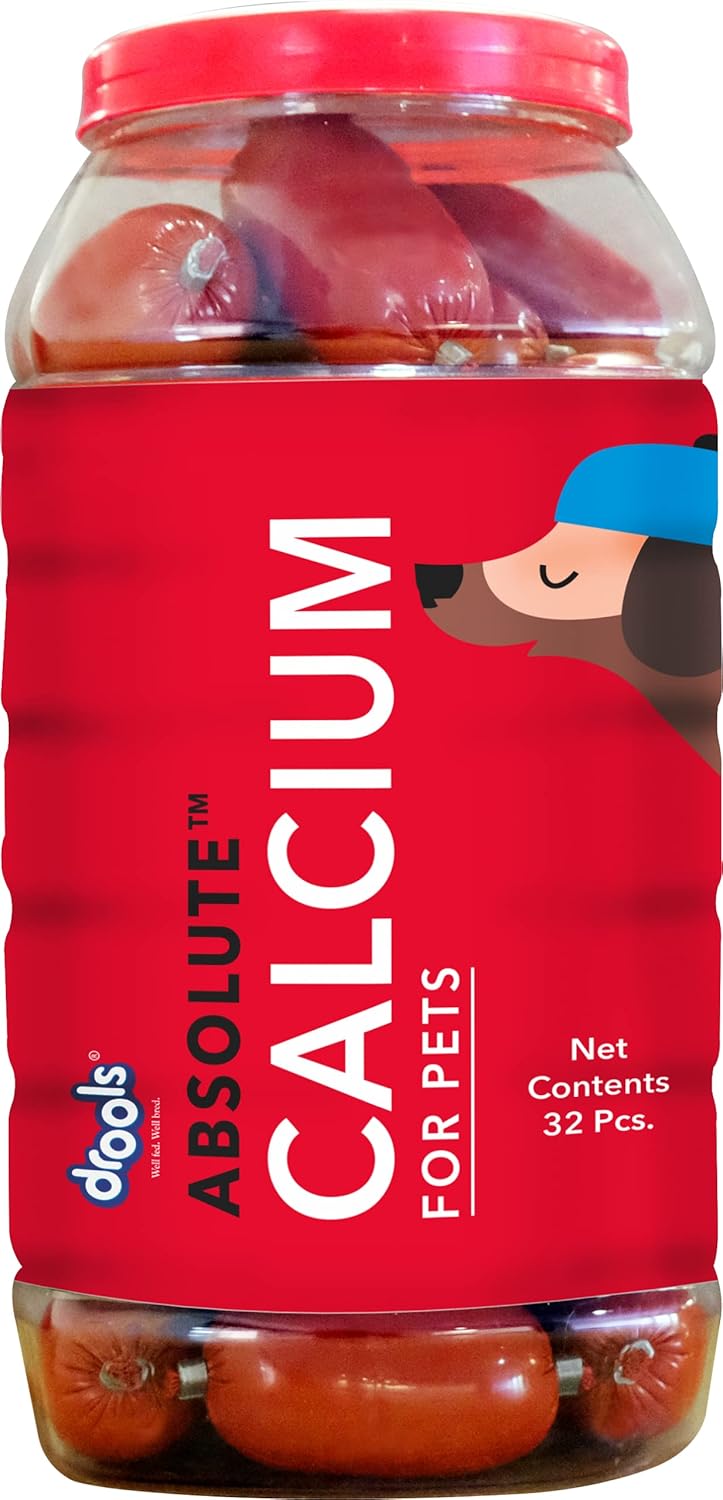 Drools Absolute Dog Supplement Sausages 32 Pieces Jar, Calcium Flavour