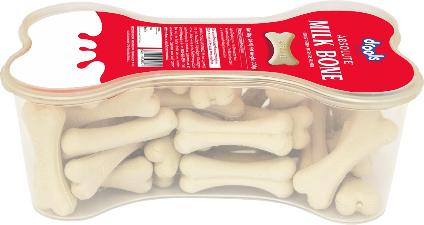 Drools Absolute Dog Bone Treats 300g, 20 Pieces Jar, Milk Flavour
