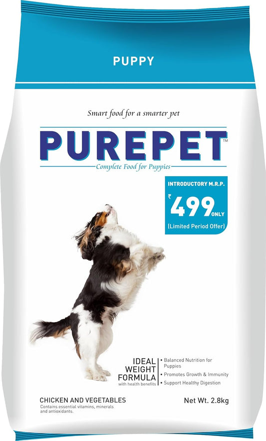 Purepet Puppy Chicken & Vegetable Flavour Dry Dog Food, 2.8 KG Pack