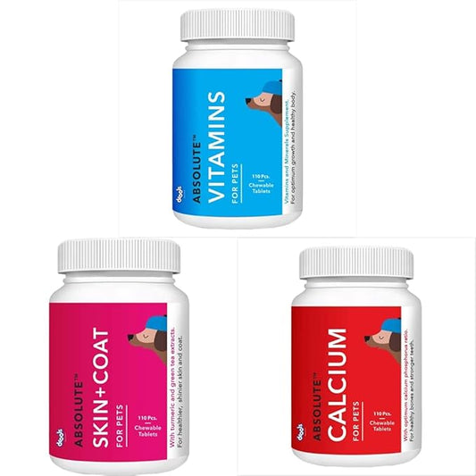 Drools Absolute Supplement Combo ( Vitmn + Skin & Coat + Calc) 400 GMS Each