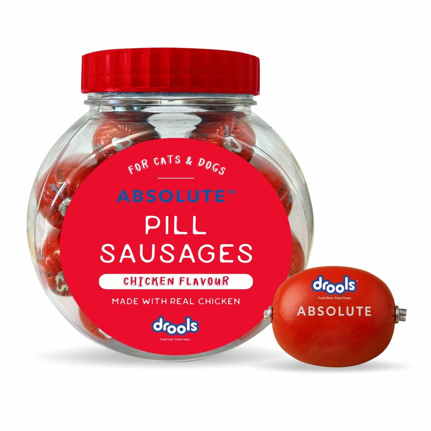 Drools Absolute Pill Sausages 28 Pieces, Chicken Flavour, For Cats & Dogs