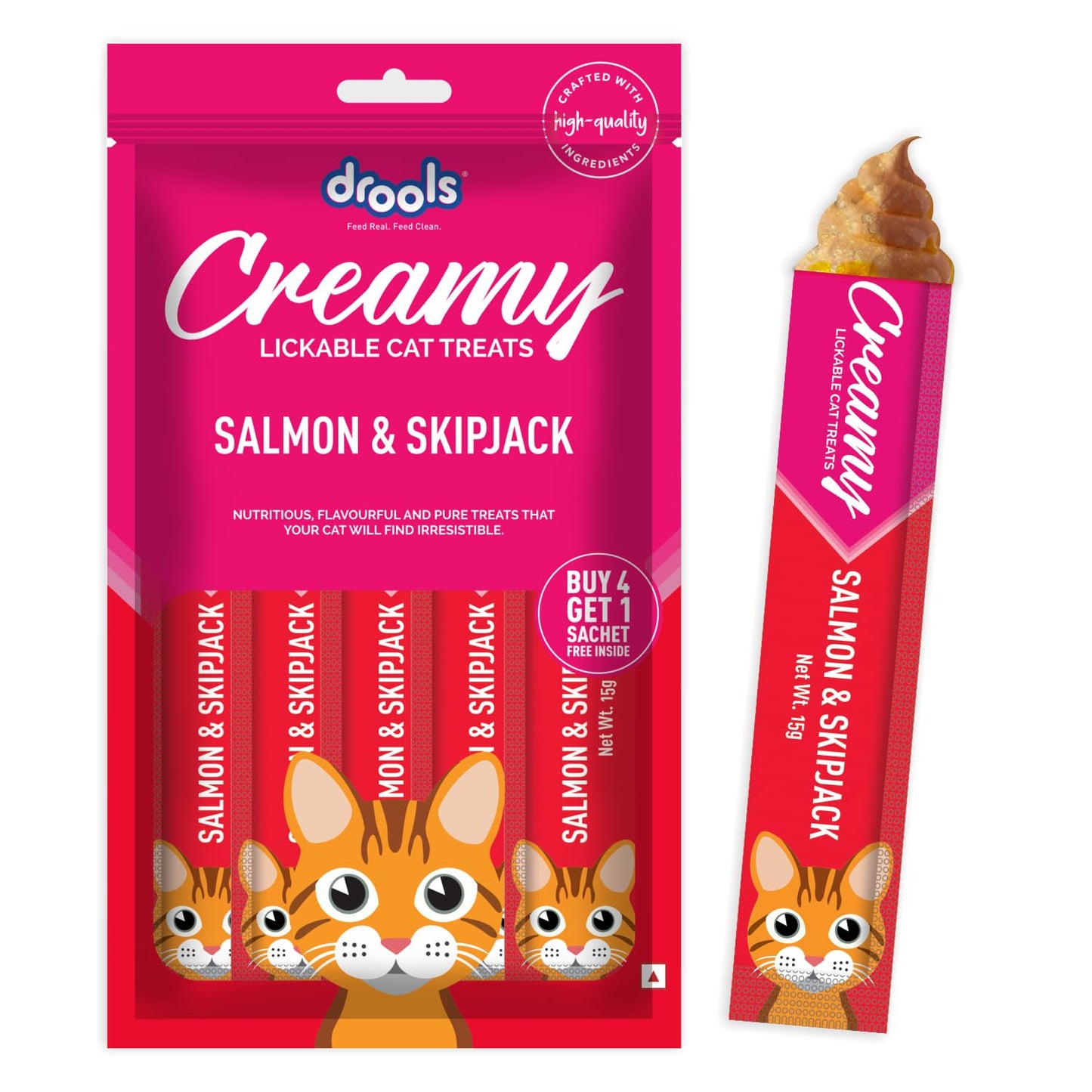 Drools All Life Stages Creamy Lickable Salmon & Skipjack Flavour Cat Treat, 75 Gms