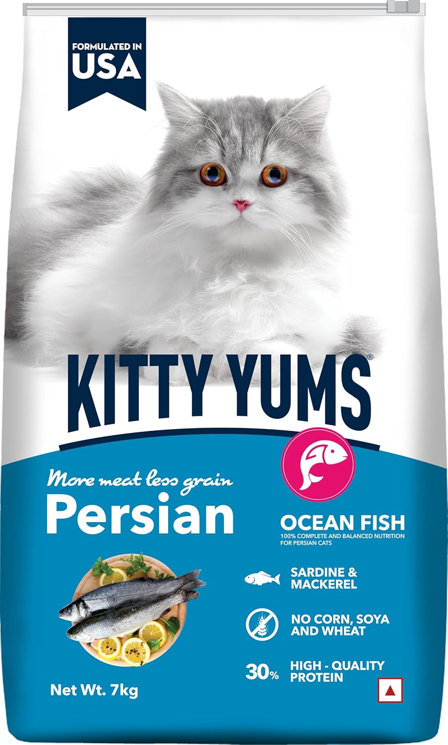 Kitty Yums Adult Persian Dry Cat Food, 7 KG Pack, Ocean Fish Flavour