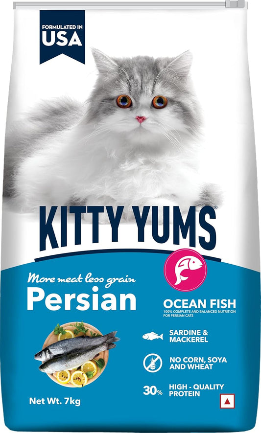 Kitty Yums Adult Persian Dry Cat Food, 7 KG Pack, Ocean Fish Flavour