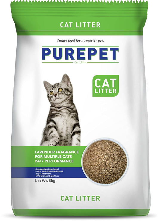 Purepet Cat Litter for All Cat Breed litter, Lavender Fragrance, 5 KG Pack