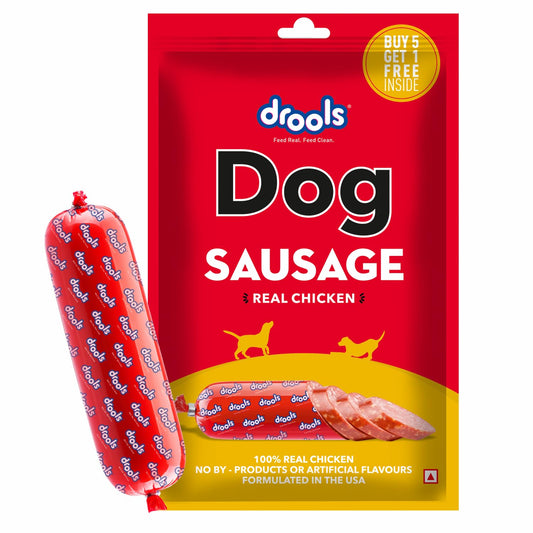 Drools Puppy & Adult Dog Chicken Flavour Sausage, 5+1 Free, 360Gms Pack