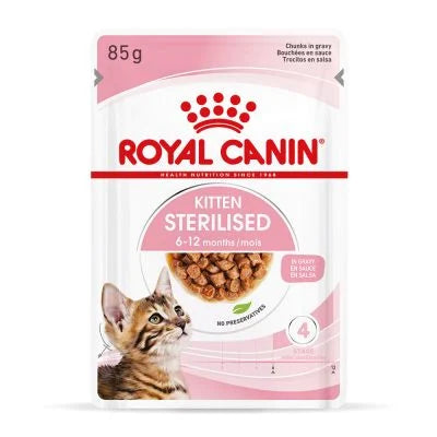 Royal Canin Sterilised Kitten, Chunks in Gravy (Pack of 12 x 85 GMs)