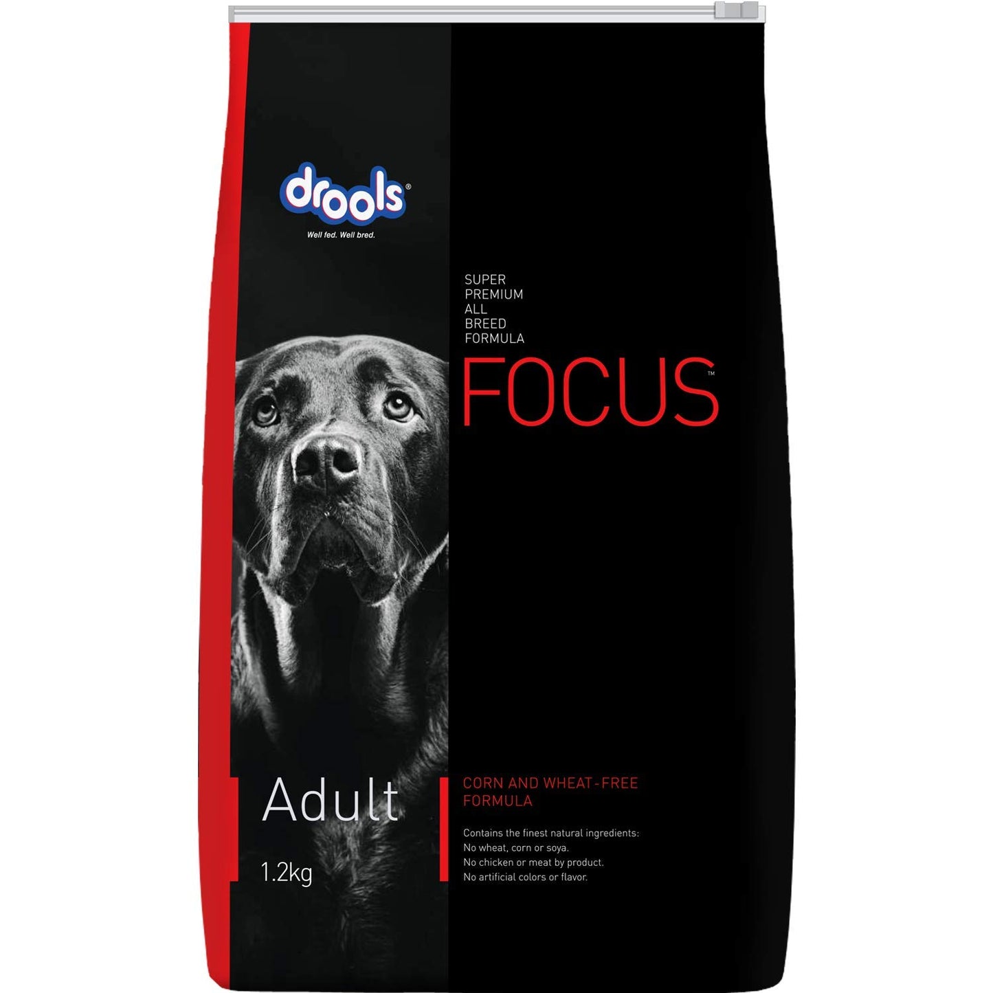 Drools Focus Adult Super Premium Dry Dog Food, 1.2 KG Pack, Chicken Flavour