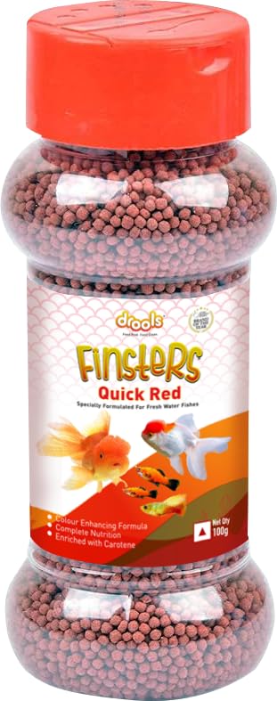 Drools Finsters Quick Red Fish Food, 100 Gms | Seafood Flavour | Colour-Enhancing Formula