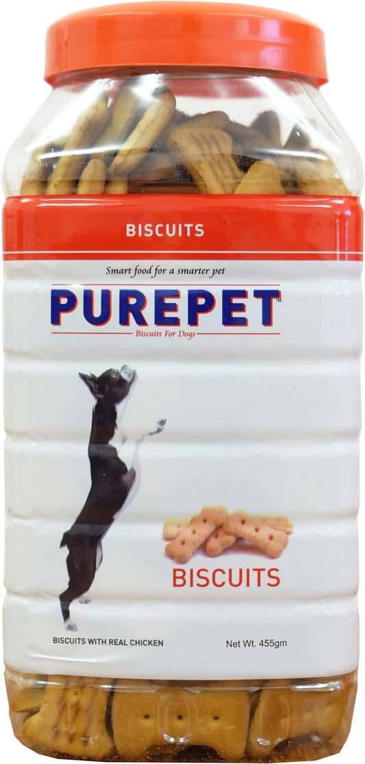 Purepet Dog Treats Biscuits Real Chicken Flavour, 455 GMS Pack, Active Behaviour