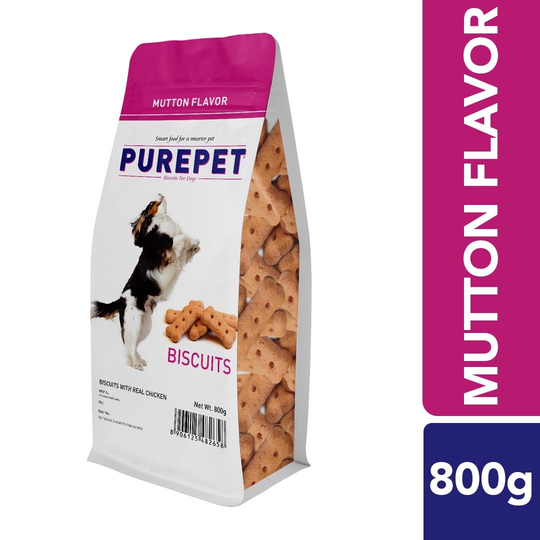 Purepet All Life Stages Dog Treat, 800 GMs Pouch, Mutton Flavour