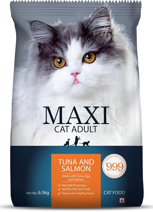 Maxi Tuna & Salmon Dry Adult Cat Food, 6.5 KG