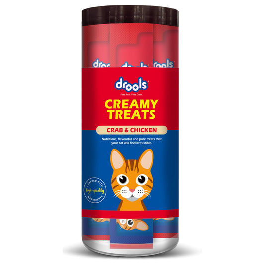 Drools All Life Stages Creamy Lickable Crab & Chicken Flavour Cat Treats, 25 Pieces (375Gms)