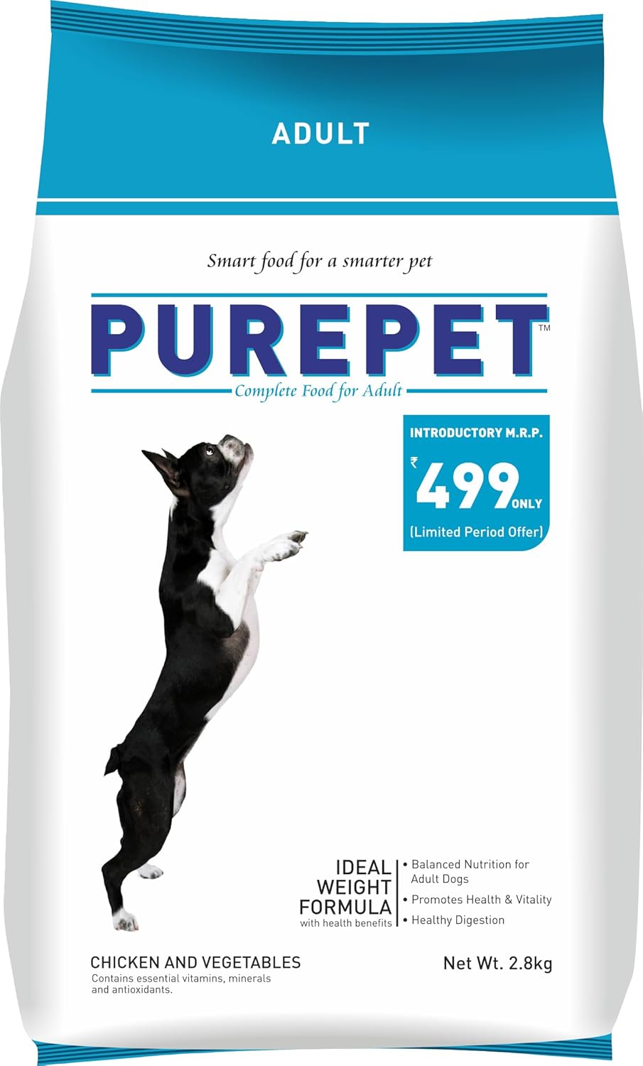 Purepet Adult Dry Dog Food, 2.8 KG Pack, Chicken & Vegetable Flavour