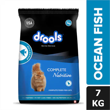 Drools Adult 7 KG Dry Cat Food, Ocean Fish Flavour, Taurine for Healthy Heart